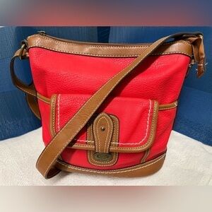 Born concept BOC crossbody bag purse, red and tan